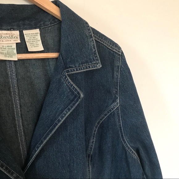 St. John’s Bay Denim Blue Button Collar Jacket XL - Picture 3 of 8